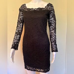 Black Off-Shoulder Long Sleeve Sheath Dress